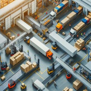 Cross docking shipping trucks