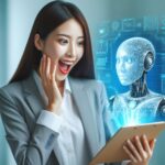 business woman discovering artificial intelligence studying ai readiness.