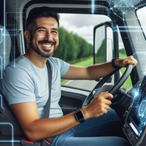 man driving truck