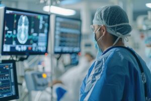 Surgeon in hospital using predictive ai.