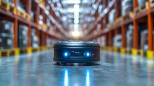 Robot in logistics warehouse using predictive ai