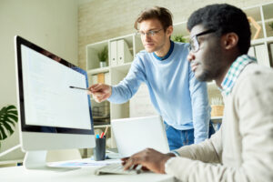 Two men at a computer