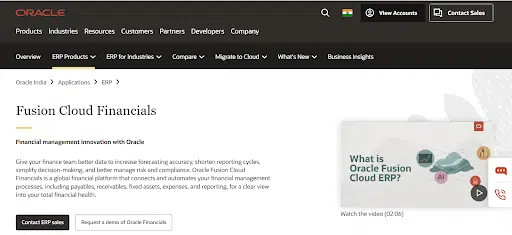 Oracle Cloud home page