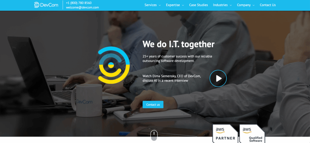 DevCom homepage view