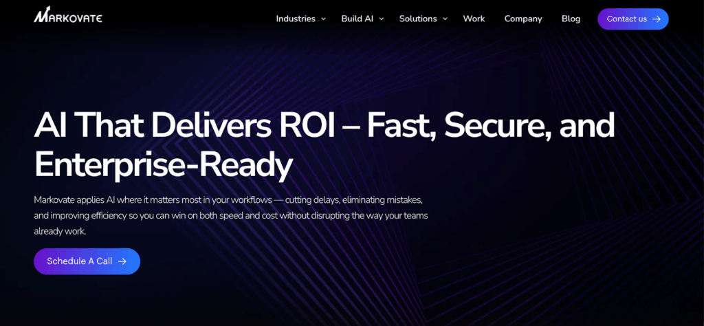 Markovate homepage view