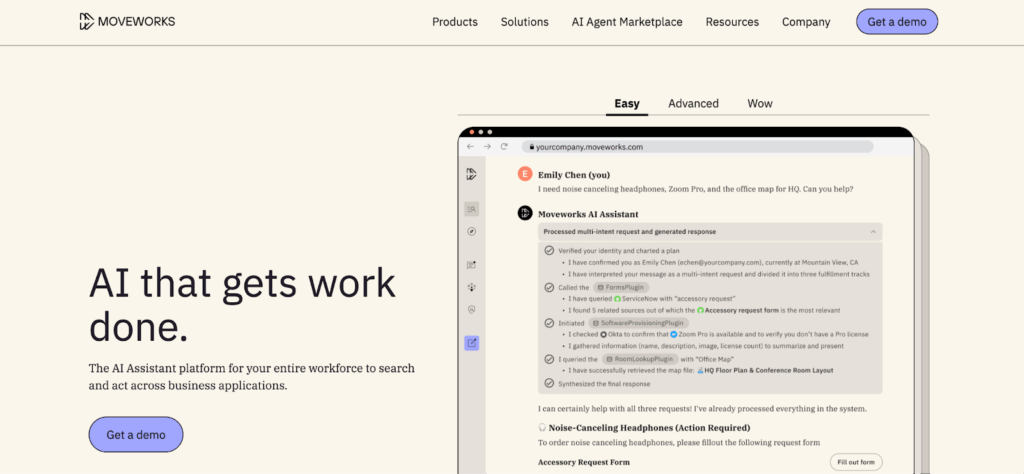 Moveworks homepage view