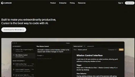 Cursor homepage